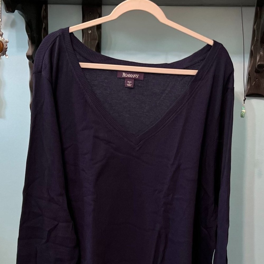 New in Bag Roamans 3X Dark Blue Navy Thermal Long Sleeve Top